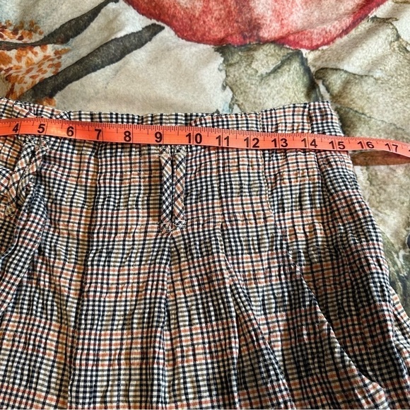 Anthropologie seersucker high waisted cropped ankle pants belted waist plaid - Picture 12 of 16